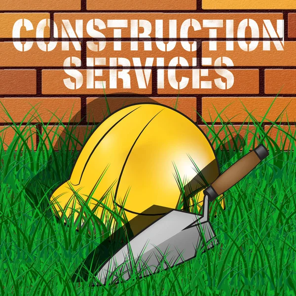 Servicios de construcción Representa Trabajos de Construcción Ilustración 3D —  Fotos de Stock