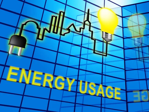 Energieverbruik betekent macht gebruik 3d illustratie — Stockfoto