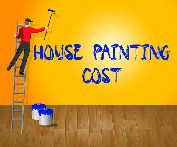 Casa Pintura Coste Muestra Casa Pintura Ilustración 3D — Foto de Stock
