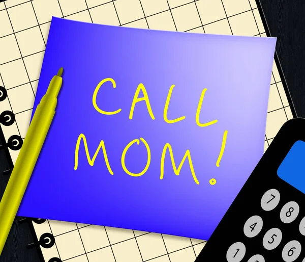 Call Mom Displays Talk To Mother 3d Illustration — Stock Photo, Image