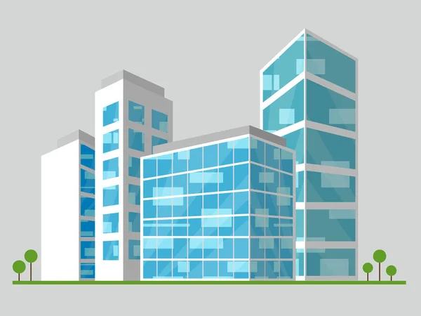 Офісний блок Відображає корпоративний міський пейзаж 3d ілюстрації — стокове фото