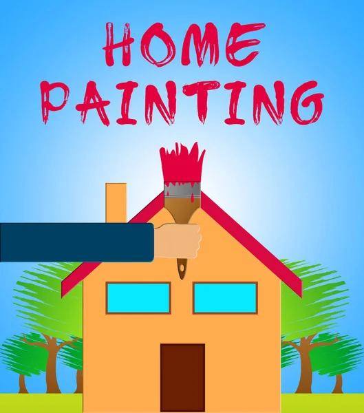 Malarz domu wyświetlone malarstwo ilustracja 3d — Zdjęcie stockowe