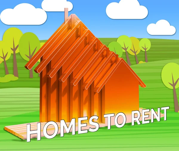 Huizen te huur Displays Real Estate 3d illustratie — Stockfoto