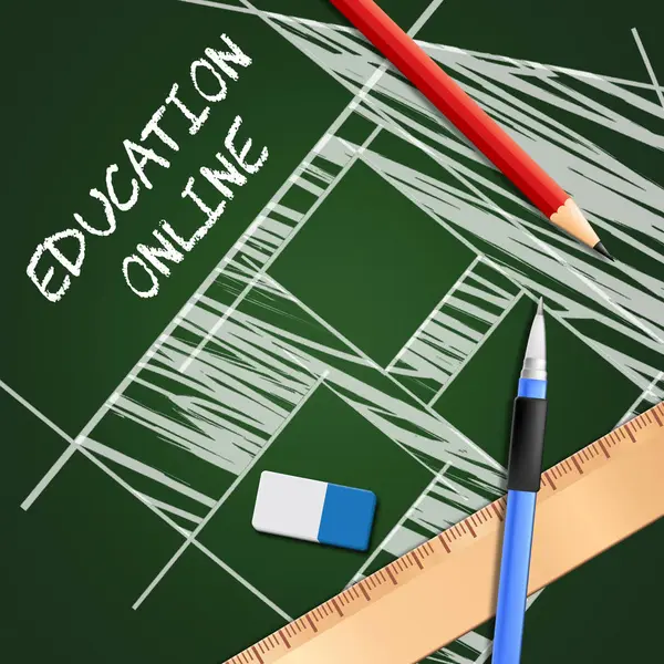 Educação Online Significado Internet Learning 3D Ilustração — Fotografia de Stock