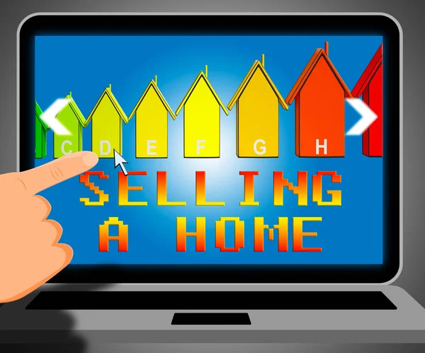 Продажа дома, представляющего продажу недвижимости 3d Иллюстрация — стоковое фото