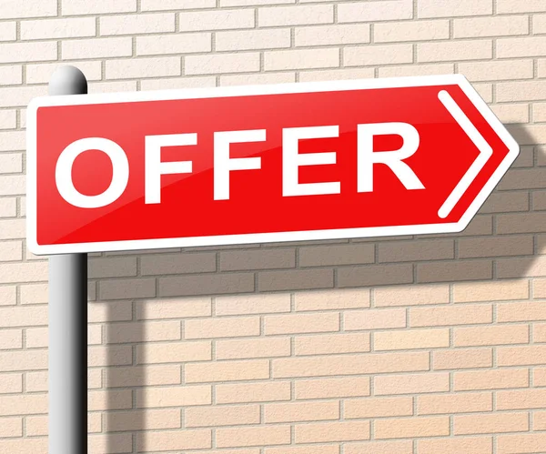 Offer Sign Shows Bargain Prices 3d Illustration — Stock Photo, Image
