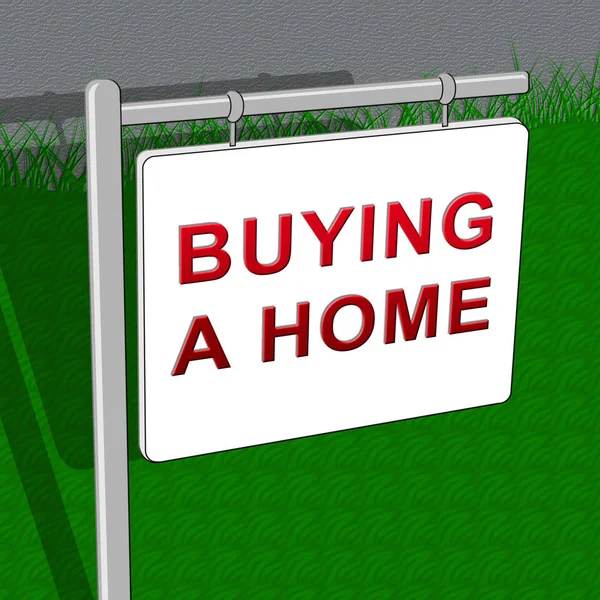 Αγοράζοντας ένα σπίτι δείχνει Real Estate 3d απεικόνιση — Φωτογραφία Αρχείου