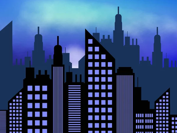 Edifícios de arranha-céus Representando escritórios Cityscape 3D Illustrat — Fotografia de Stock