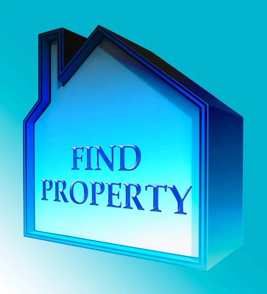 Βρείτε σπίτι δείχνει ιδιοκτησίας αναζήτηση 3d Rendering — Φωτογραφία Αρχείου
