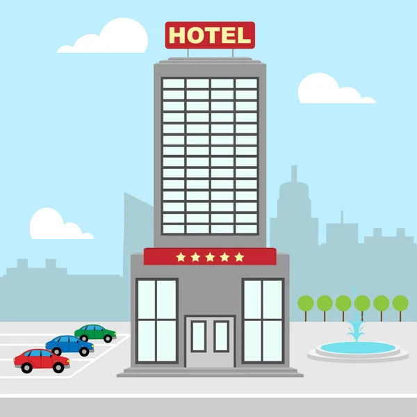 Ilustracja 3d Zakwaterowanie Hotel wakacje pokazuje miasta — Zdjęcie stockowe