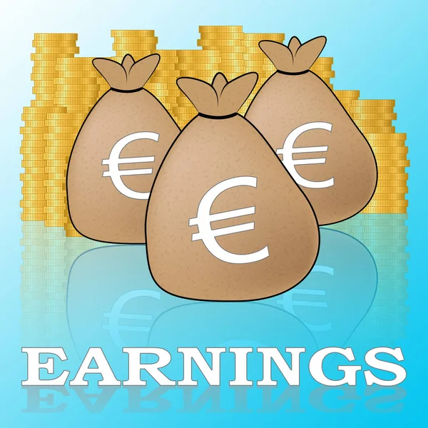 Euro Earnings Shows Salary Income 3d Illustration — Stock Photo, Image