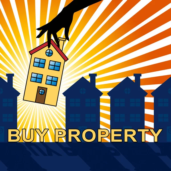 Acheter une propriété représente l'immobilier Illustration 3d — Photo