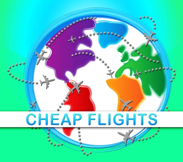 Cheap Flights Represents Low Cost Promo 3d Illustration — Stock Photo, Image