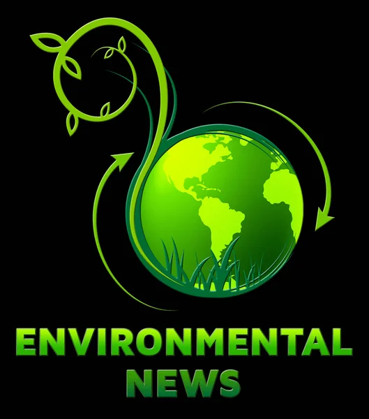 Środowiskowego News pokazuje publikacji eko 3d ilustracja — Zdjęcie stockowe