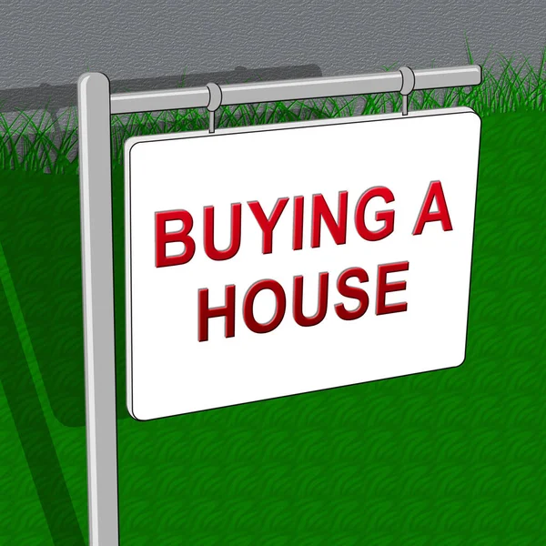 Att köpa ett hus visar fastigheter 3d Illustration — Stockfoto