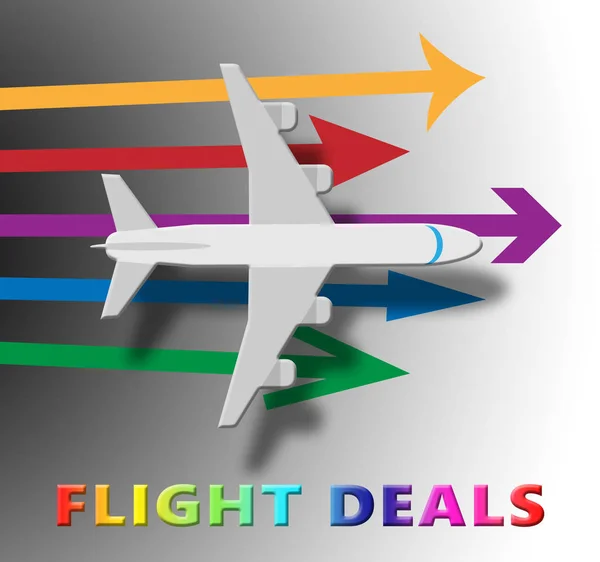 Flight Deals Representing Airplane Sale 3d Illustration — Stock Photo, Image