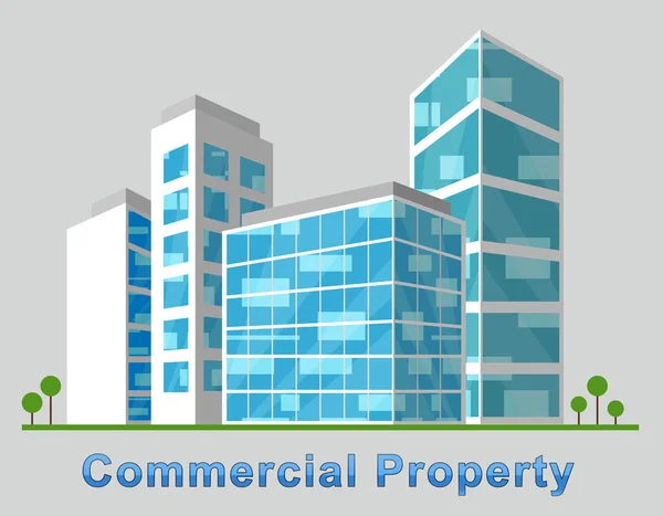 Commercial Property Downtown Represents Buildings Downtown 3d Il — Stock Photo, Image