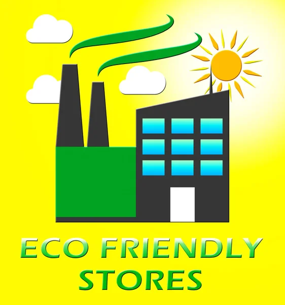 Eco Friendly Stores Represents Green Shops 3d Illustration — Stok Foto