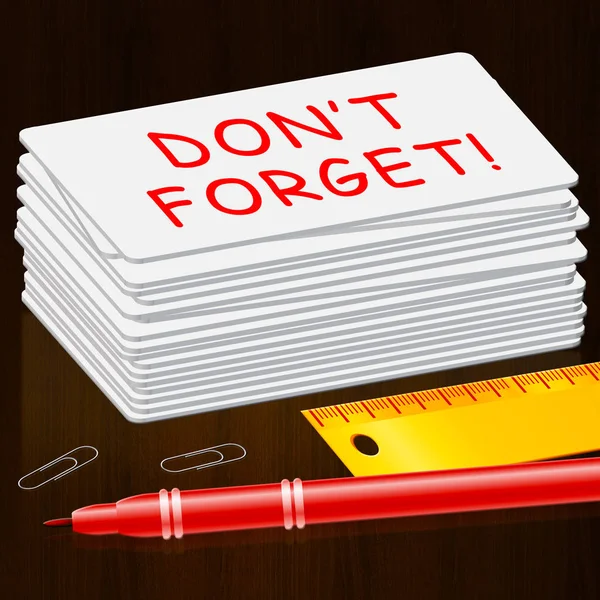 Don't Forget Cards Means Remember 3d Illustration — Stock Photo, Image