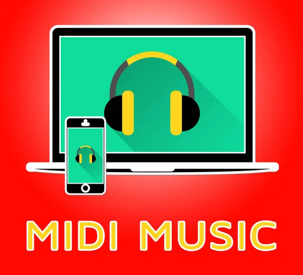 MIDI-zene mutatja elektronikus szintetizátor 3D-s illusztráció — Stock Fotó