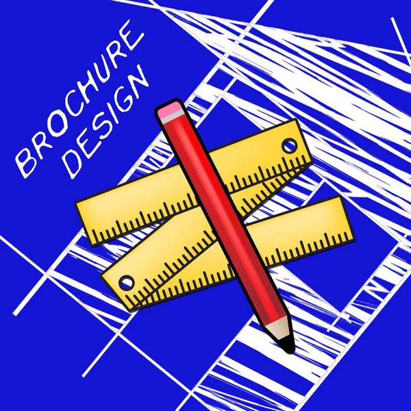 Broschürendesign bedeutet Gestaltung von Flyern 3D-Illustration — Stockfoto