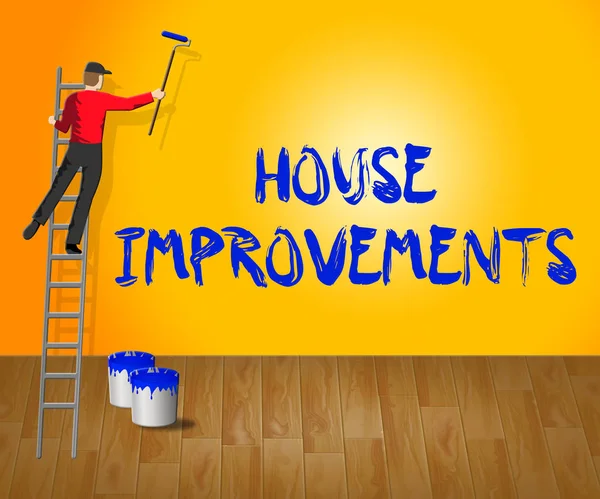 Mejoras de la casa indica la renovación del hogar Ilustración 3d —  Fotos de Stock