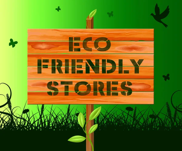 Eco Tiendas Amigables Significa Tiendas Verdes 3d Ilustración — Foto de Stock