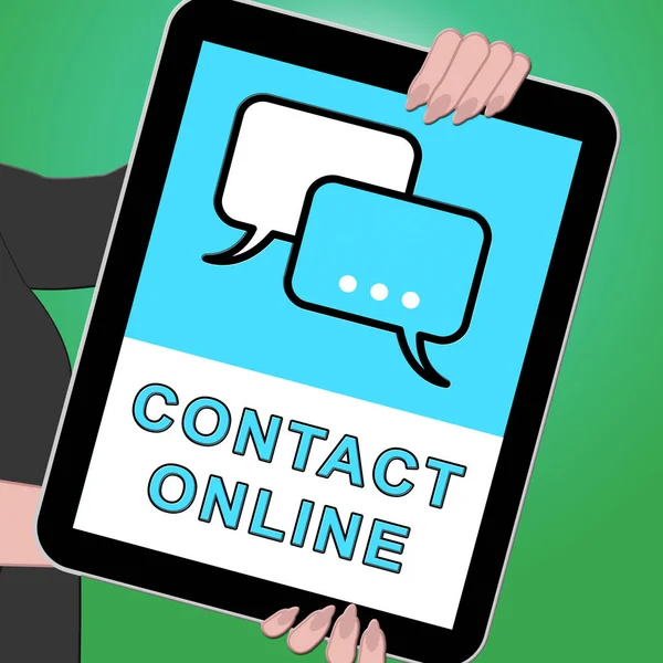 Contacter Tablette en ligne Signification Service Clients Illustration 3d — Photo
