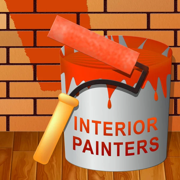Interieur schilder Shows huis schilderij 3d illustratie — Stockfoto