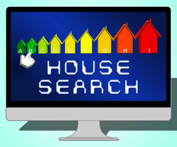 房子代表房屋居住的搜索 3d 图 — 图库照片
