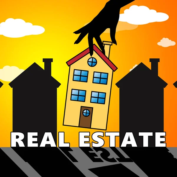 Real Estate House Indicando Propriedade Ilustração 3d — Fotografia de Stock