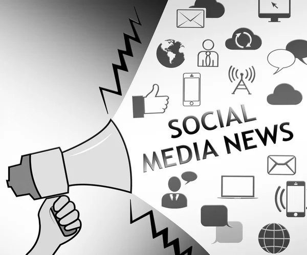 Social Media News Representando información en línea Ilustración 3d — Foto de Stock