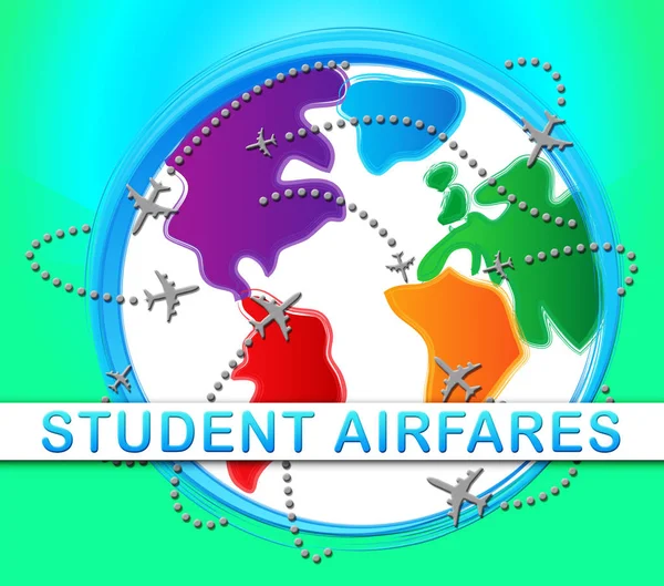 Studentflypriser som angir Jet Transportation 3d Illustrasjon – stockfoto