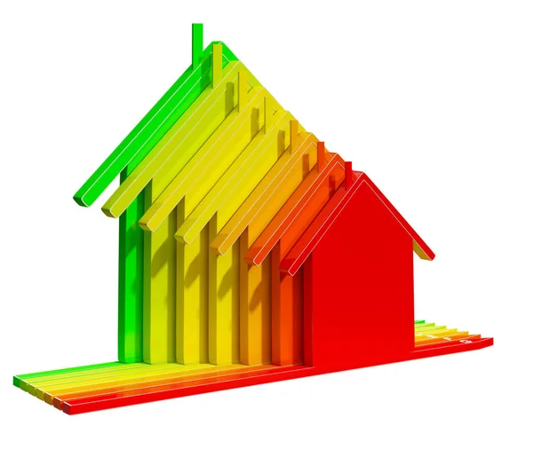 Энергетический рейтинг дома показывает эффективность 3D иллюстрации — стоковое фото
