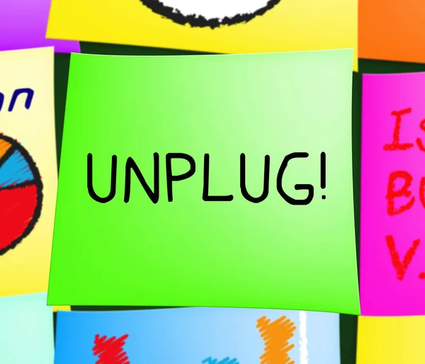 Unplug Message Note Represents Disconnect Power 3d Illustration — Stock Photo, Image