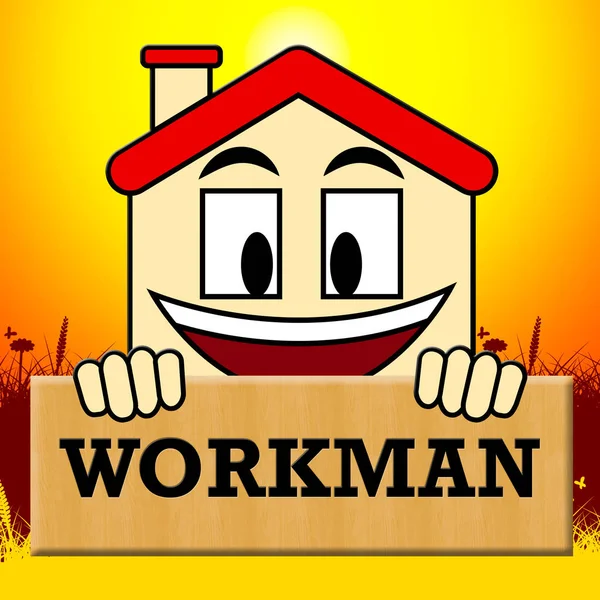Workman arbetare visar byggnadsarbetare 3d Illustration — Stockfoto