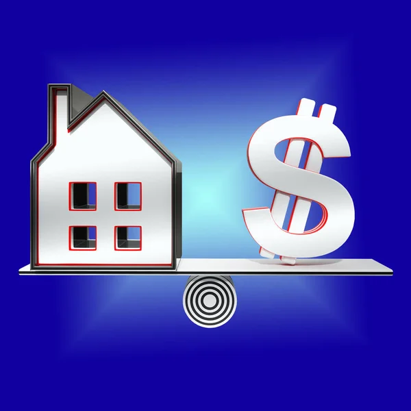 Property Dollar Means Usd House 3d Rendering — Stock Photo, Image