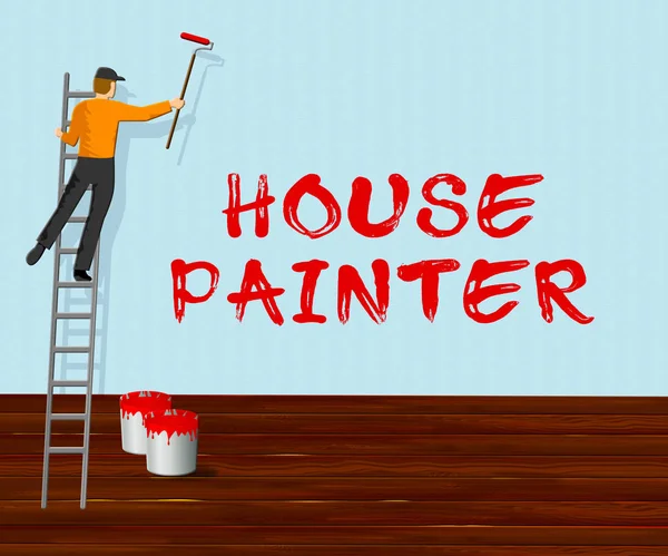 Hausmaler zeigt Heimmalerei 3D-Illustration — Stockfoto