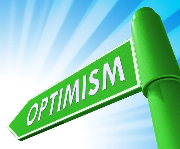 Optimismus znamení ukazující optimista myšlení 3d ilustrace — Stock fotografie