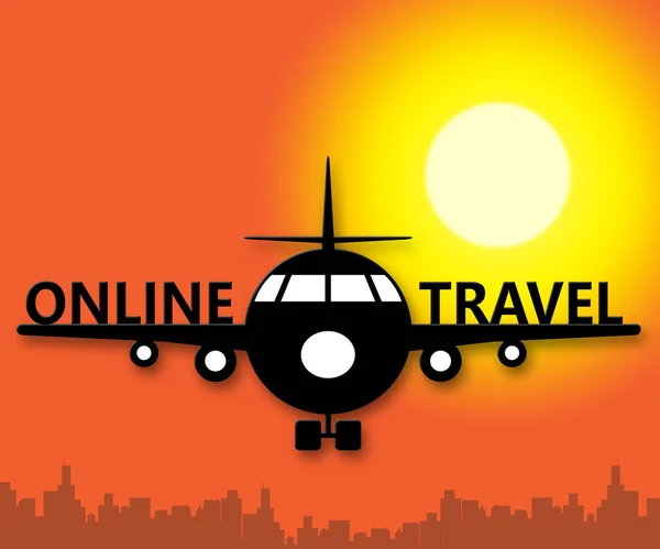 Путешествия в режиме онлайн Исследуйте путешественника 3d Иллюстрация — стоковое фото