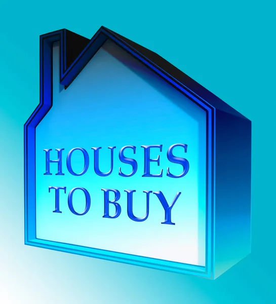 Casas para comprar meios vender propriedade 3d renderização — Fotografia de Stock