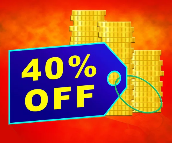 Forty Percent Off Represents 40% Discount 3d Illustration — Stock Photo, Image