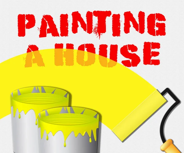 Painting A House Displays Home Painter 3d Illustration — Stock Photo, Image