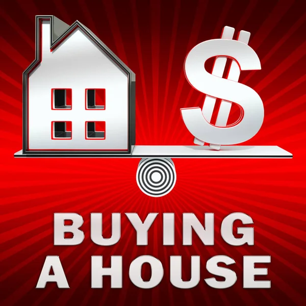 Buying A House Displays Real Estate 3d Illustration — Stock Photo, Image