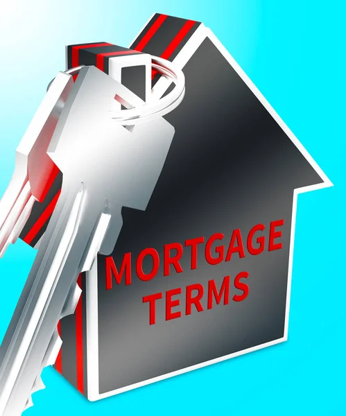 Kredyt hipoteczny warunki mieszkaniowe pożyczki reprezentuje renderowania 3d — Zdjęcie stockowe