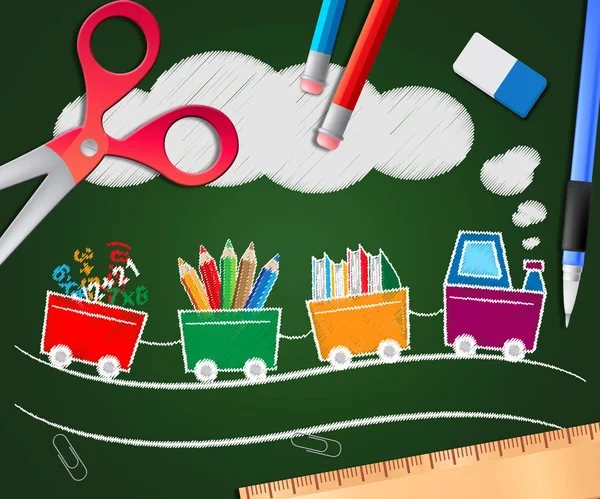 Kırtasiye malzemeleri resmi gösterir okul malzemeleri 3d Illustrati — Stok fotoğraf