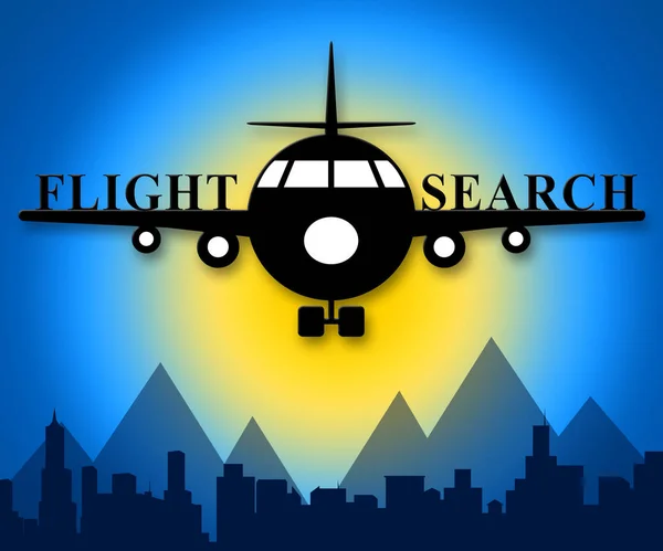 Flight Search Means Voos Encontrar Ilustração 3D — Fotografia de Stock