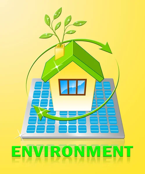Ambiente exibe Eco amigável e verde ilustração 3d — Fotografia de Stock