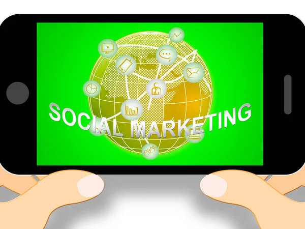 Sociální Marketing představuje trh Networking 3d obrázek — Stock fotografie