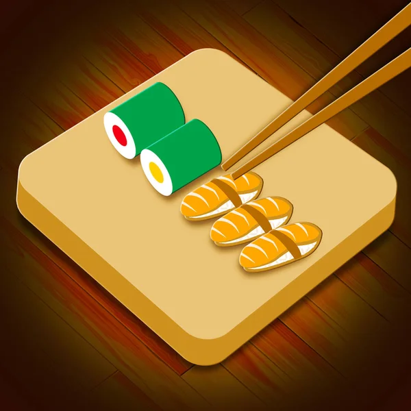 Suši sortimentu ukazující Japonsko kuchyně 3d ilustrace — Stock fotografie